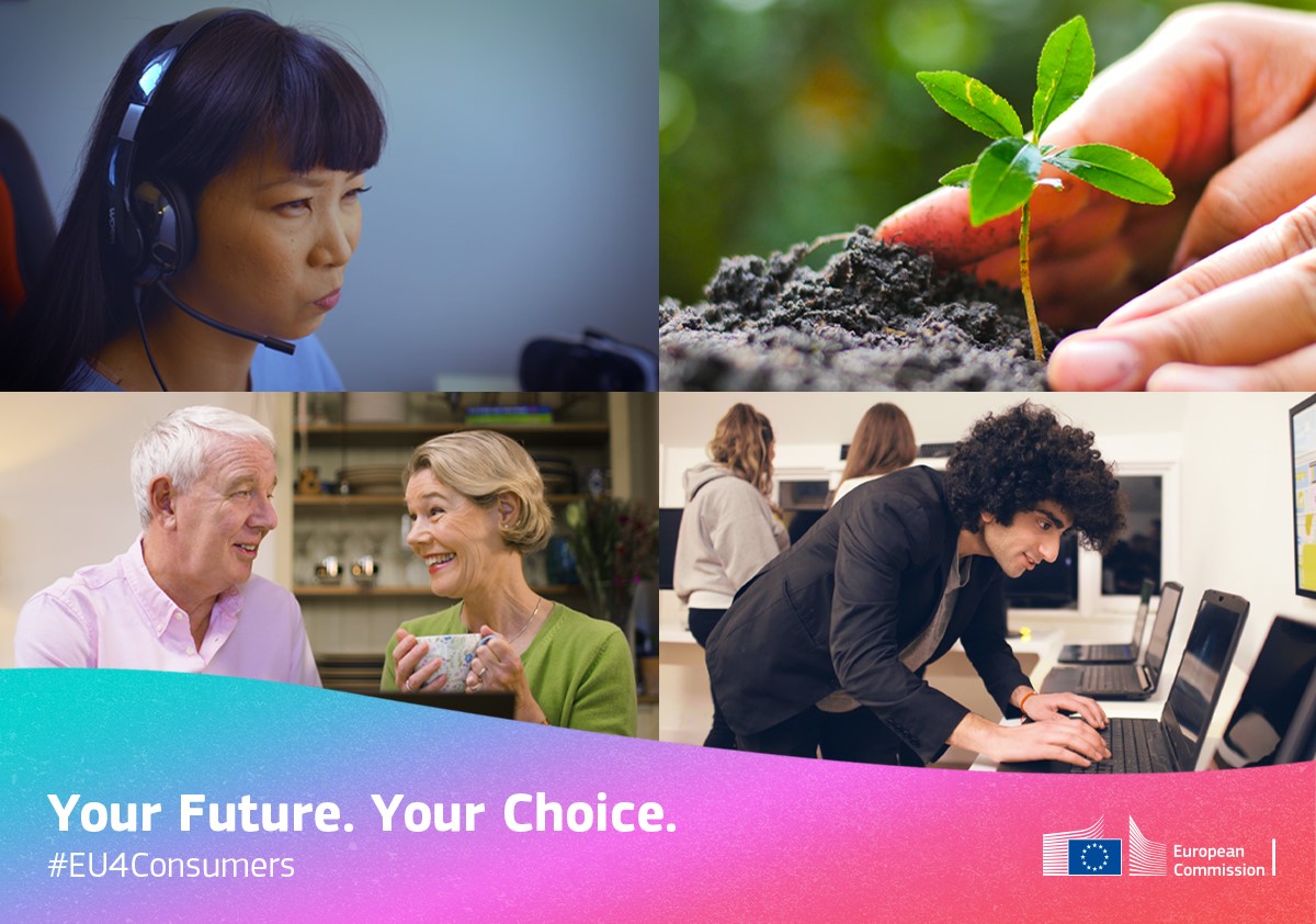 En bilde-collage fra EU-kommisjonen med teksten "Your Future. Your Choice." Foto.